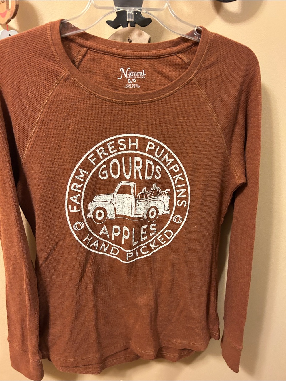 Natural Reflections Rust Orange Graphic Crewneck Sweater